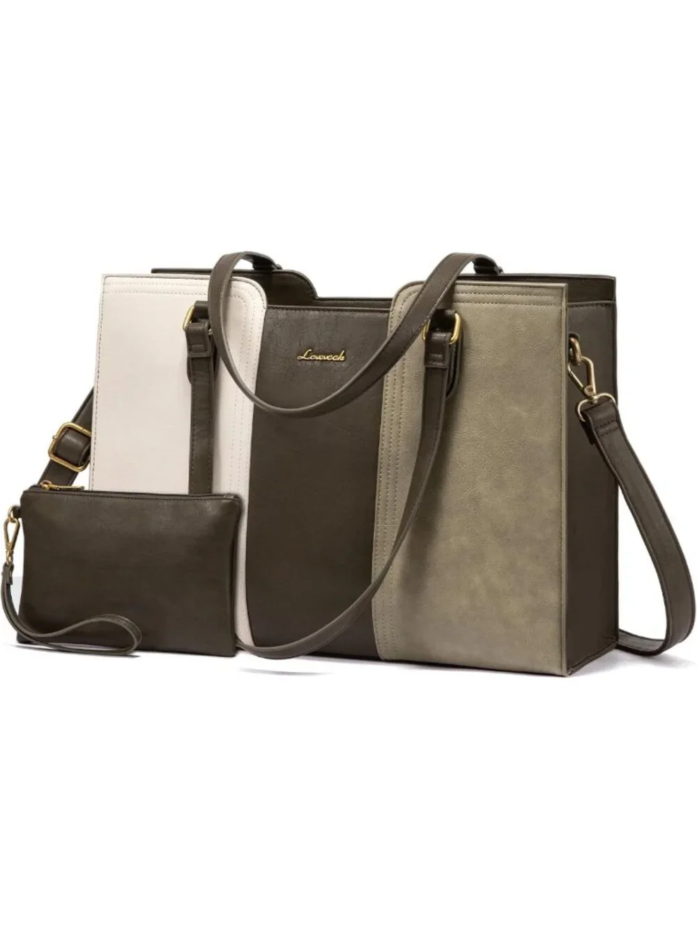 Stylish Waterproof Laptop Tote Bag for Women - Vintage Work Purse with Wristlet